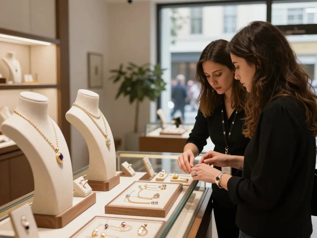 Discover more exquisite jewelry selections in a stylish retail environment.