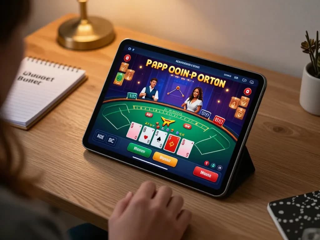 Person playing blackjack on sites not on gamstop in a cozy home office atmosphere, promoting responsible gaming.