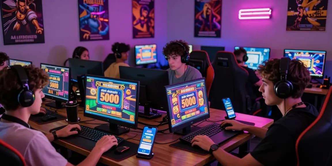 Players enjoying the excitement of various slot games with emphasis on slot deposit 5000 options in a vibrant gaming environment