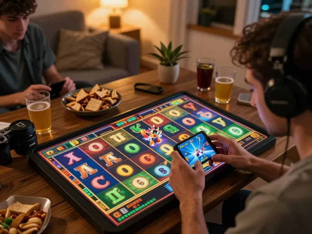 Players enjoying an online slot game on their smartphone, showcasing 678vip gaming excitement.