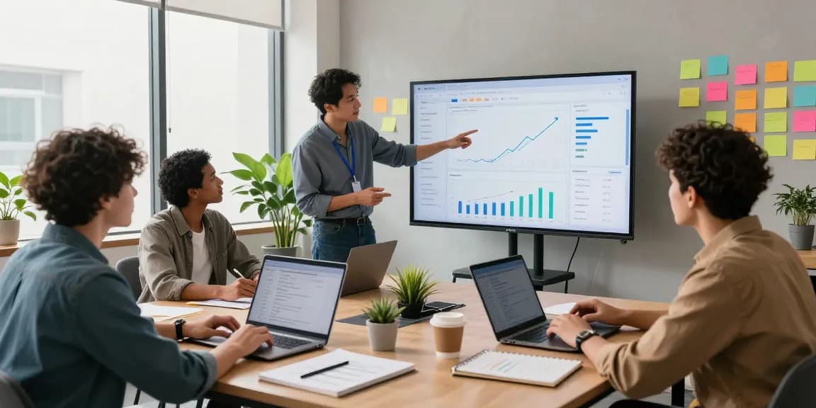Grow your Telegram channel members through collaborative strategies in a vibrant office setting.