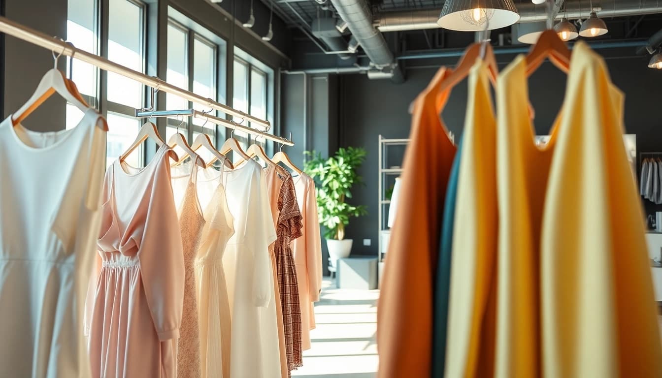 Rivelle fashion collection displayed elegantly in a boutique's inviting space.