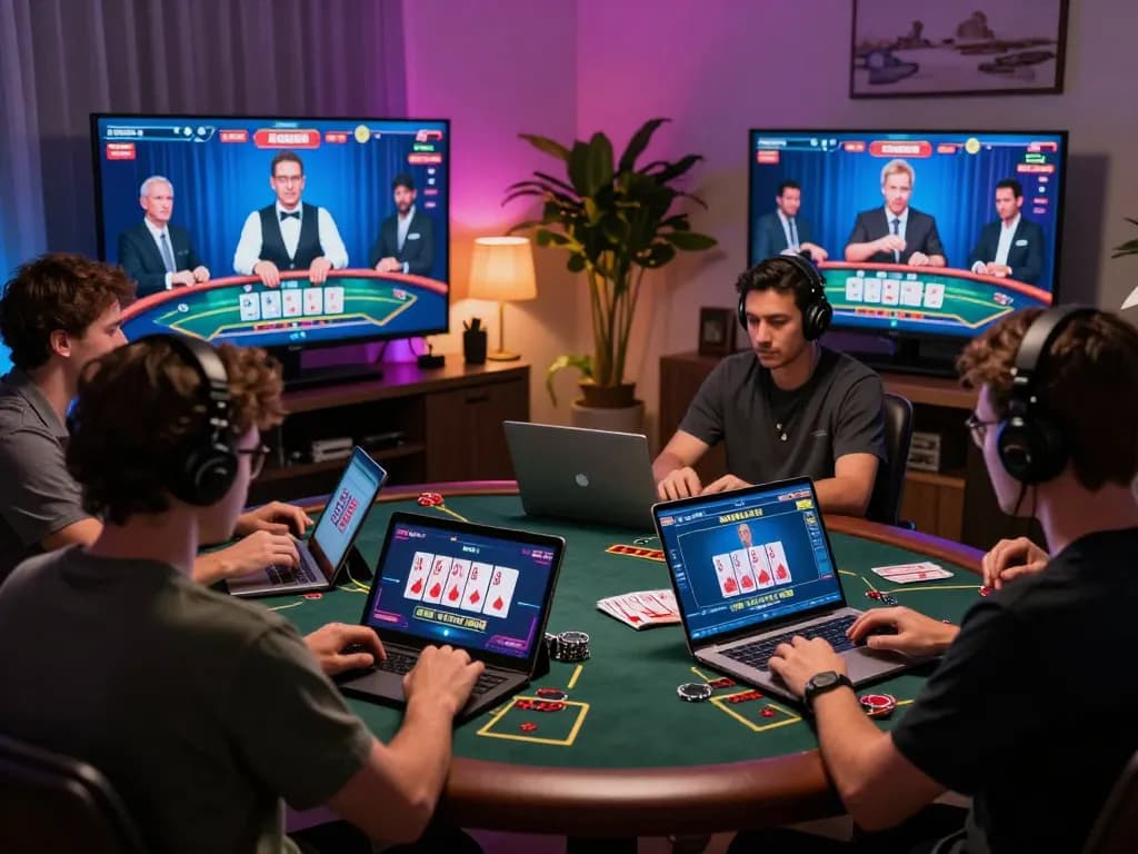 Online baccarat players enjoying a live game experience on various devices highlighting the excitement of 바카라사이트.