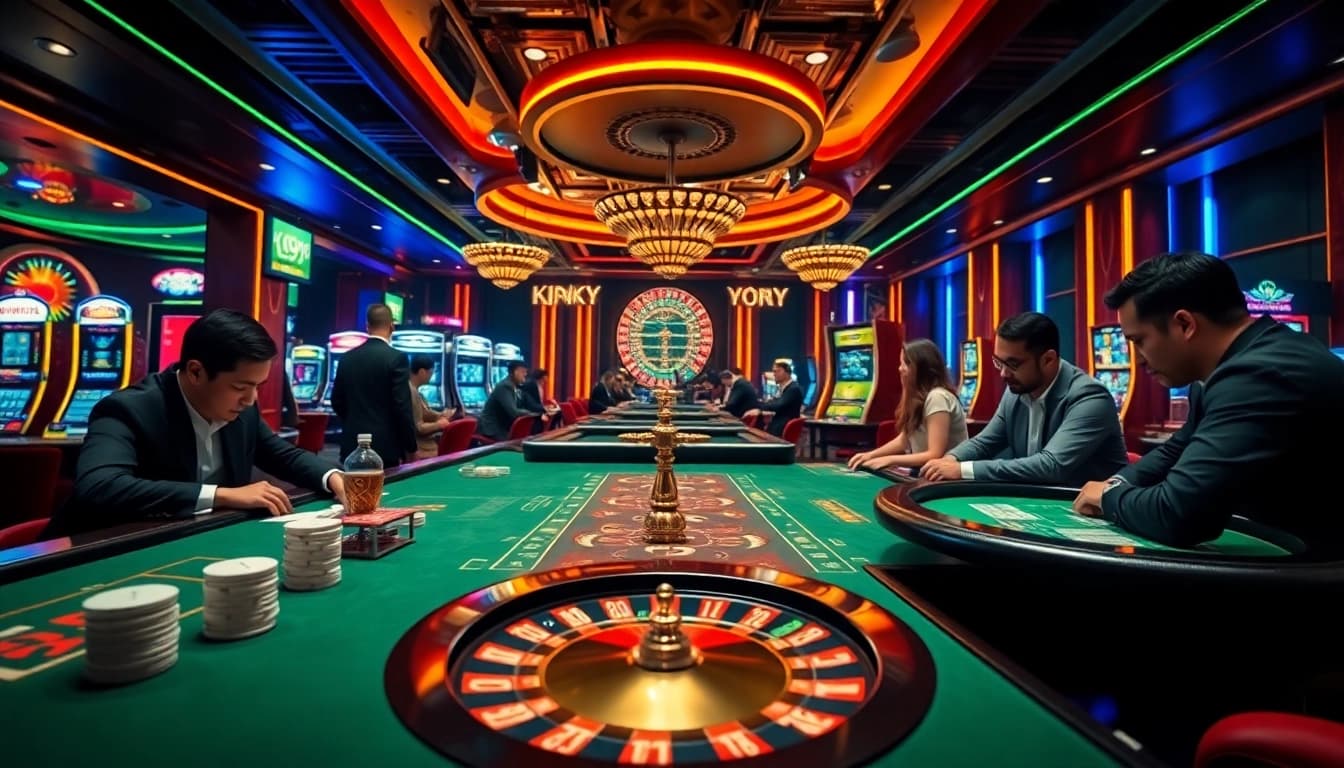 Players enjoying the k9k9 game at a vibrant casino, immersed in thrilling gameplay.