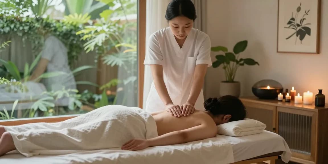 동탄출장마사지 중인 마사지 치료사와 고객의 편안한 모습