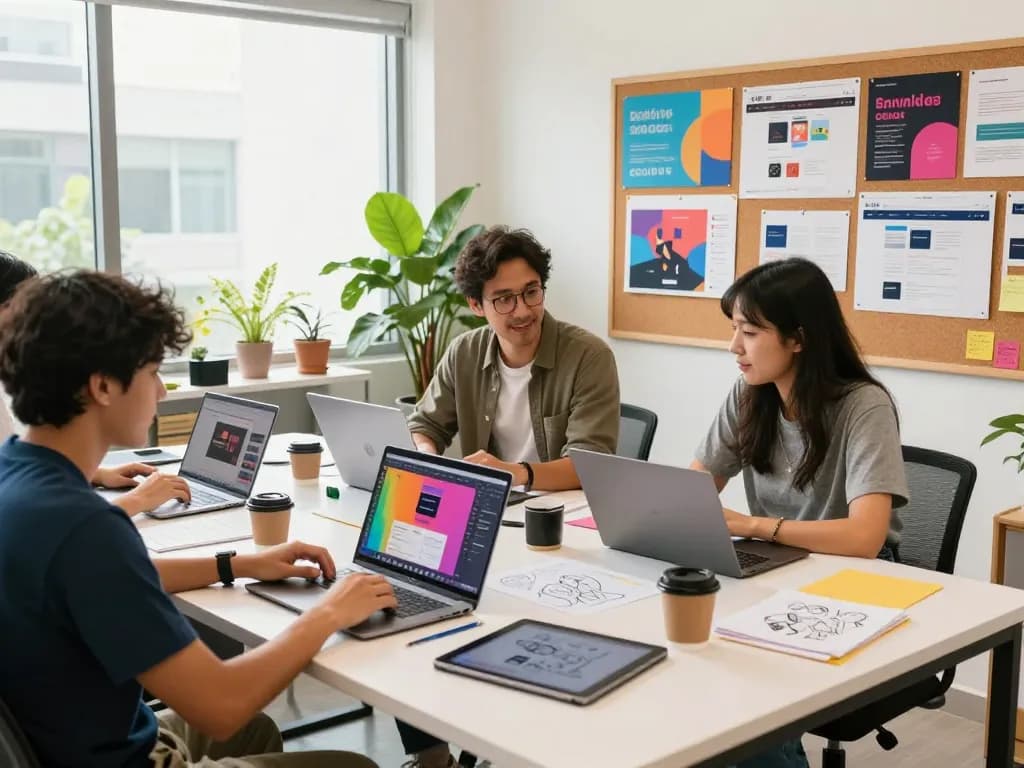 Creative team collaborating on website design in Kuala Lumpur