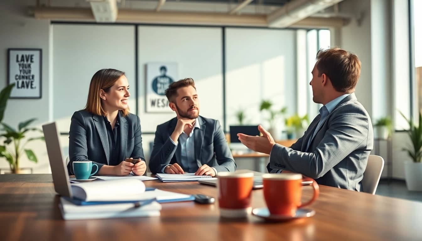 Engaging session with a business coach sacramento in a modern office setting.