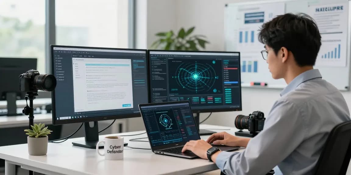 Person conducting security checks at a digital workspace on shs-dome5.com, analyzing network protocols and safety measures.