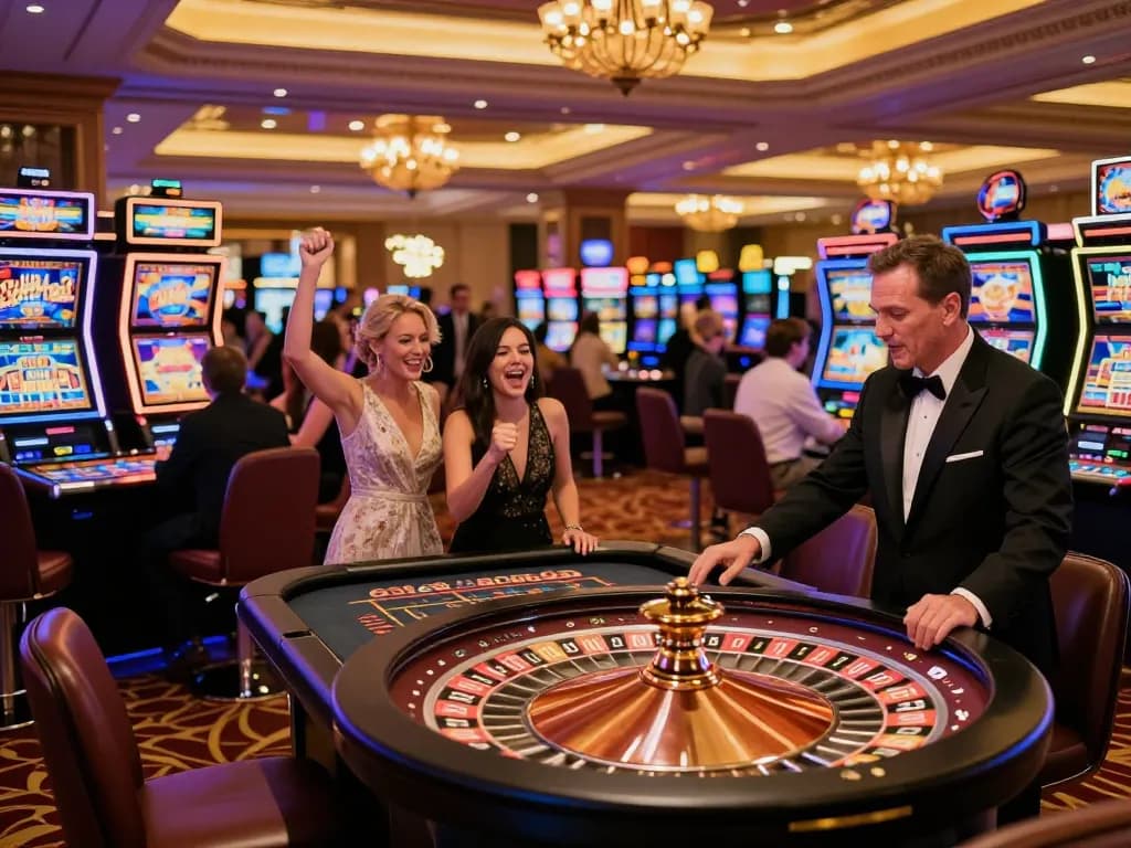 Players enjoying high-stakes games at 789WIN casino, showcasing excitement and elegance.