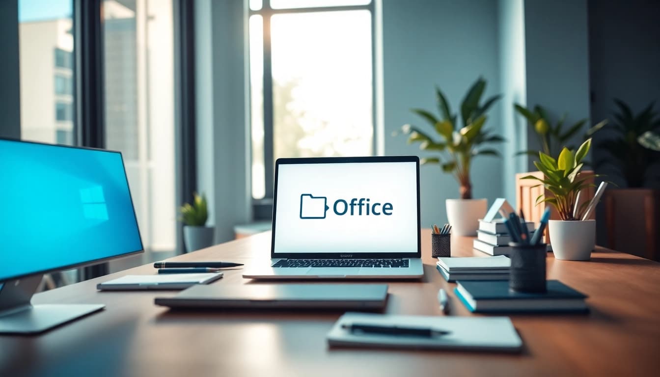 在现代办公笔记本电脑上展示的 WPS Office 软件，突出工作效率。