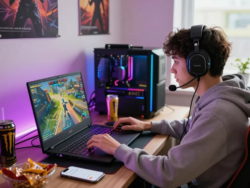 Engaged gamer using mantra88 login on a vibrant gaming laptop with immersive graphics.