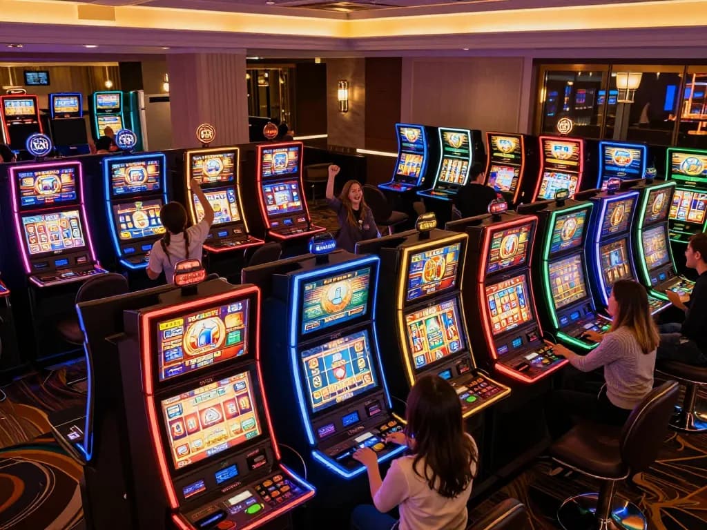 A player enjoying the vibrant experience at F8BET COM casino slot machines, celebrating a big win.
