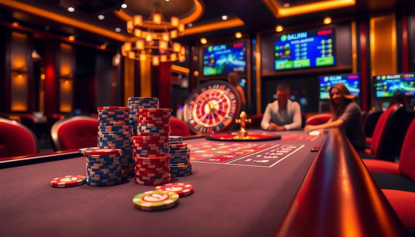 Play exciting games at Nhà cái OKFUN with vibrant casino tables and betting excitement.