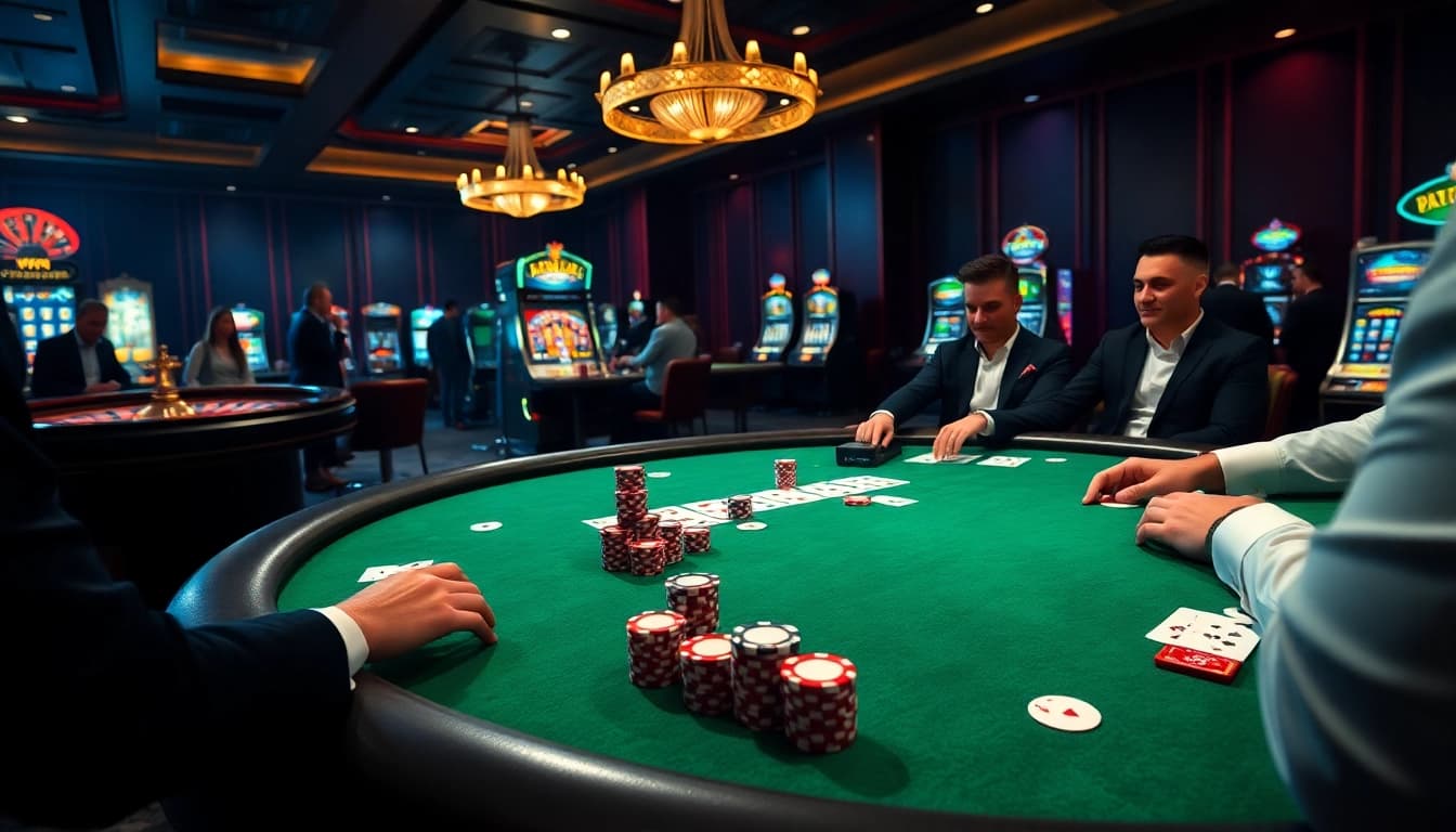 Experience the thrilling gaming atmosphere of mm88.br.com with vibrant casino visuals.