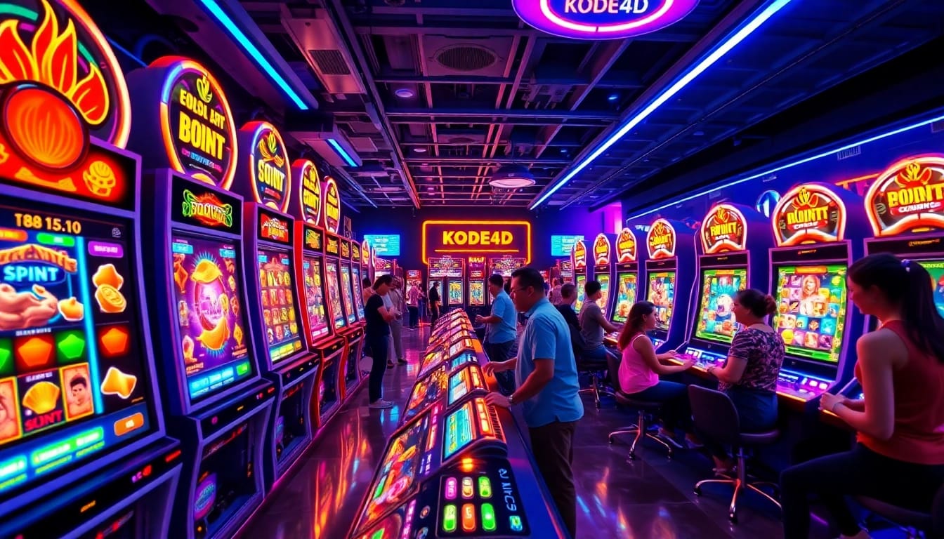 Kode4d slot experience in a vibrant virtual casino with engaging players and modern machines.