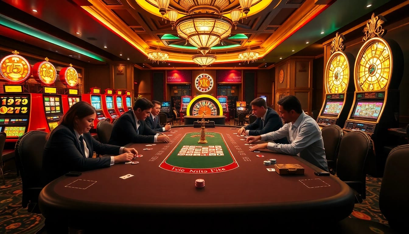 Players enjoying an exciting game at a luxurious casino table featuring xx88 elements.