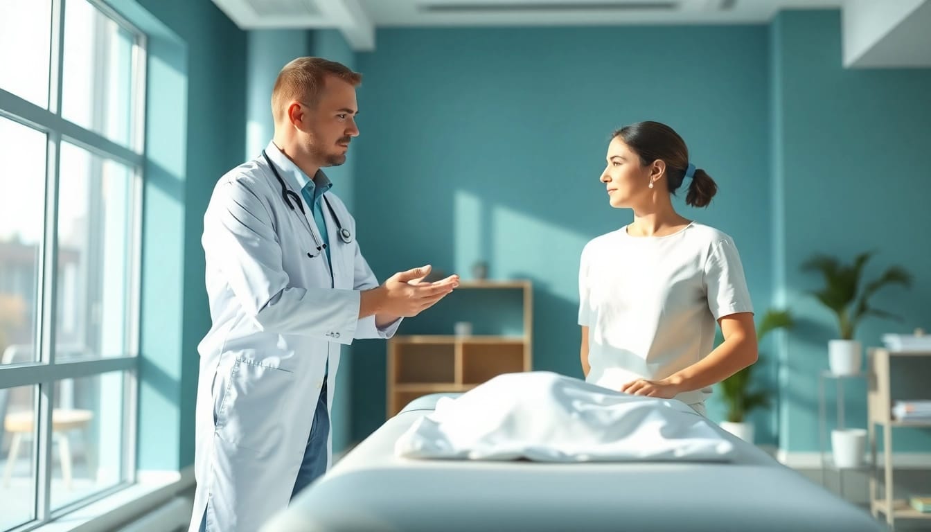 Patient receiving physiotherapy treatment in north side edmonton physiotherapy clinic, showcasing care and professionalism.