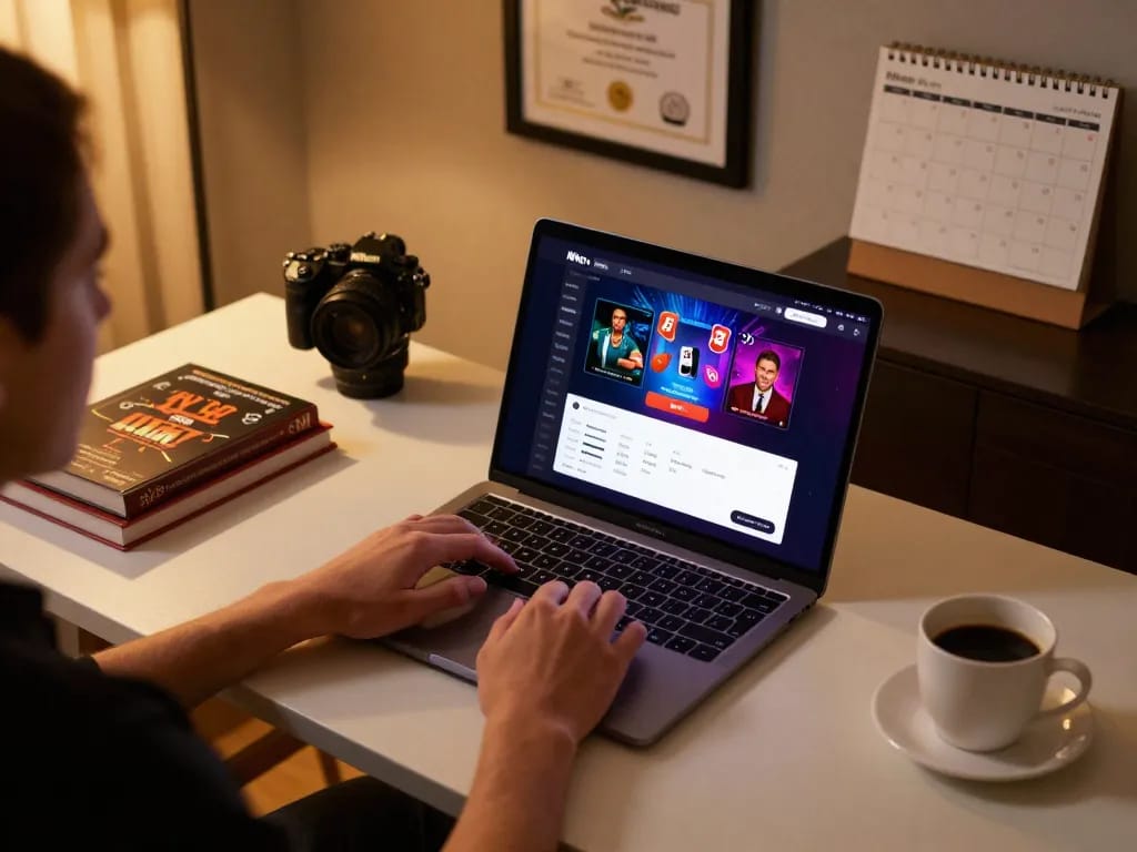 Engaging with the best widget store for casino applications in a stylish online gaming setup at home.