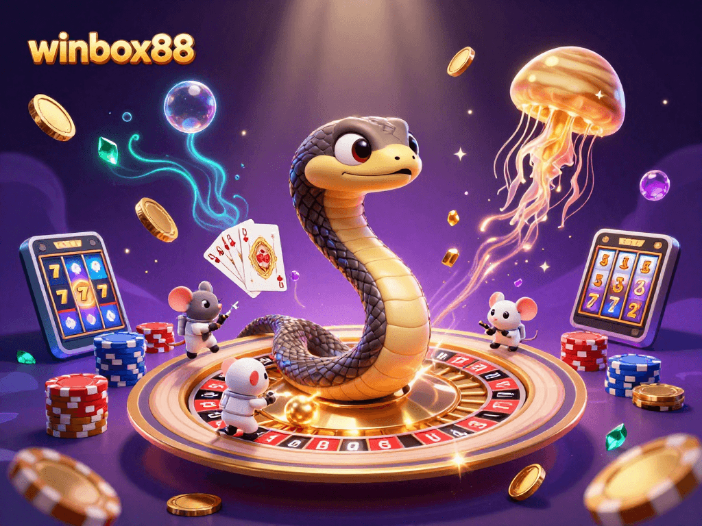 Experience thrilling gameplay with winbox88 featuring a cosmic roulette scene filled with vibrant characters and riches.
