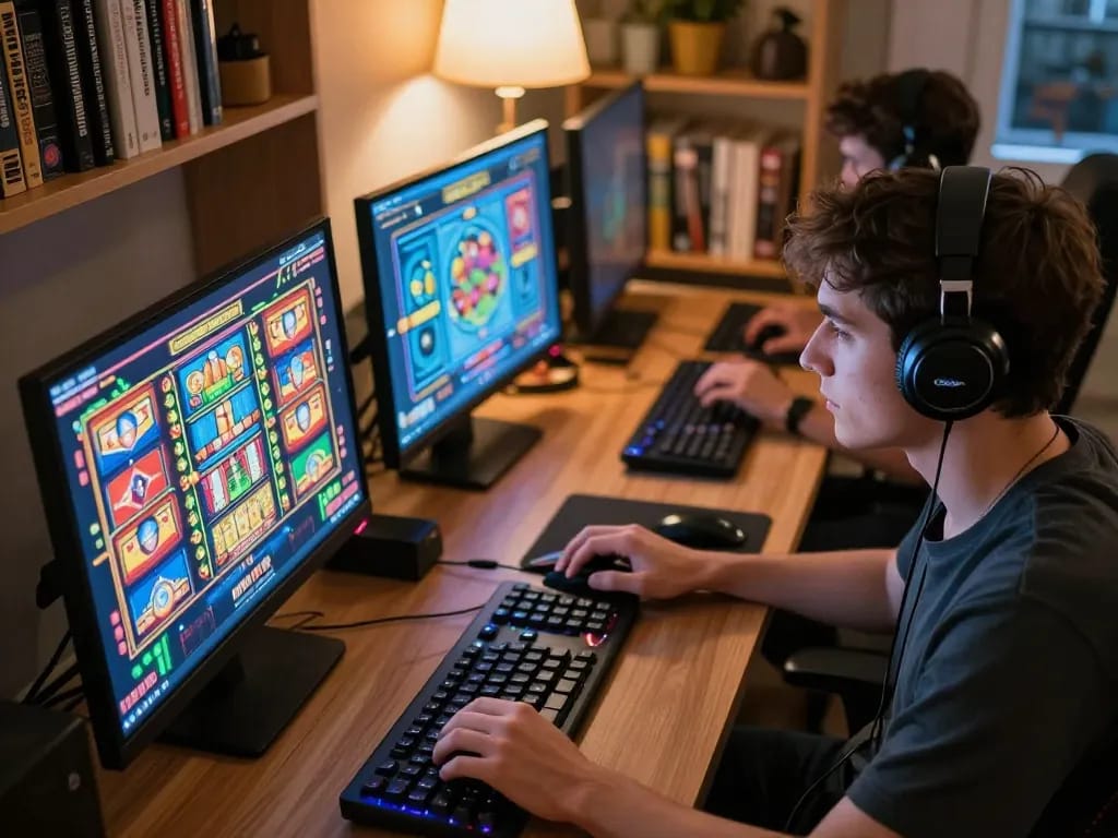 Experience thrilling gameplay in slot deposit 2rb with vibrant online gaming atmosphere and engaged player.