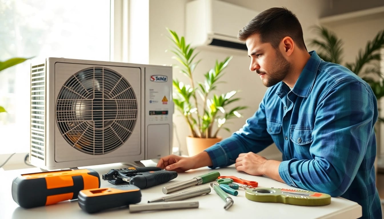 Expert technician performing HVAC Repair Tampa while working on an air conditioning unit.