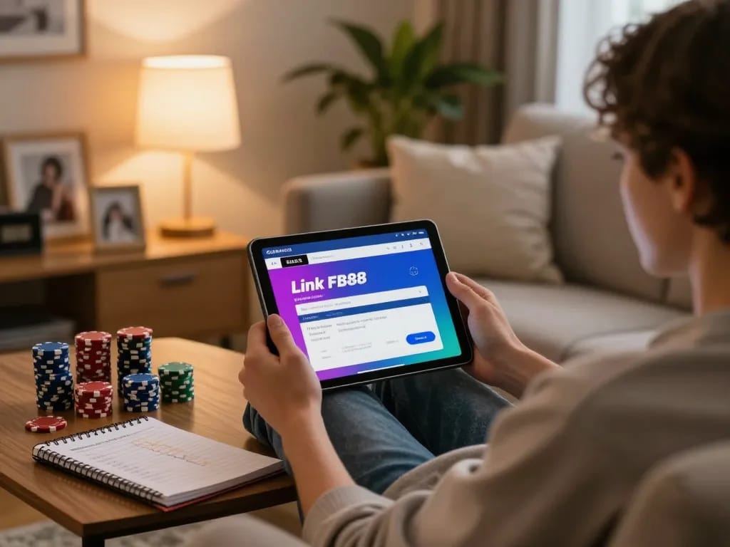 Using the Link FB88 on a tablet for online betting in a cozy home environment
