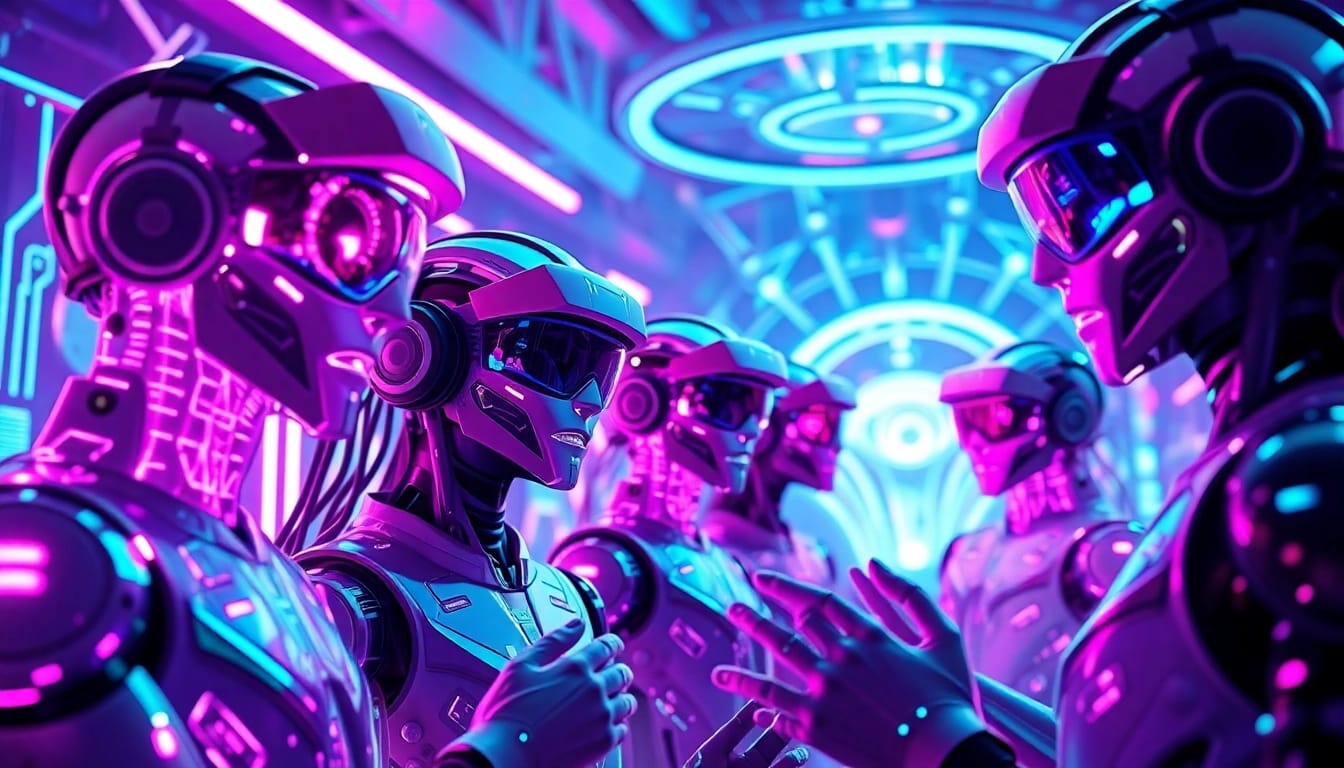 Engaging scene of user interactions with vibrant NSFW AI characters in a virtual reality environment.