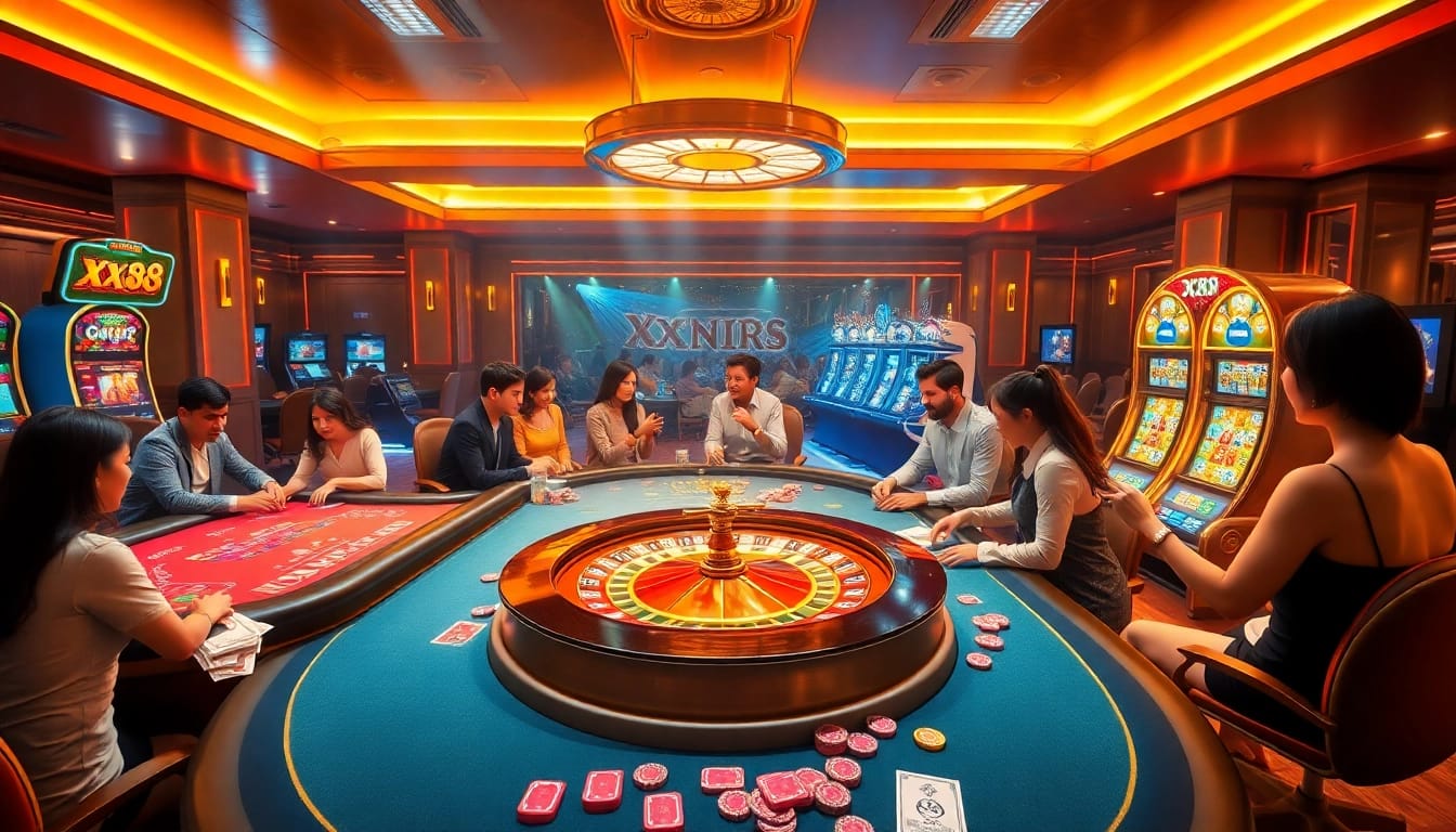Experience XX88's thrilling online casino atmosphere with vibrant tables and interactive gameplay.