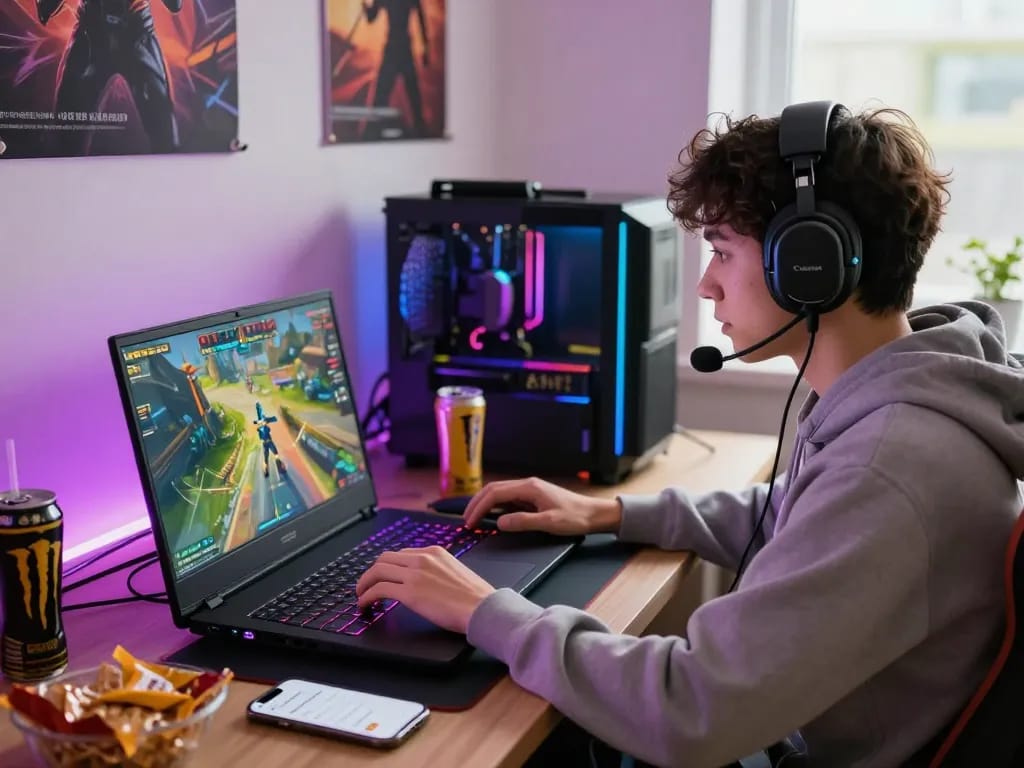 Engaged gamer using mantra88 login on a vibrant gaming laptop with immersive graphics.