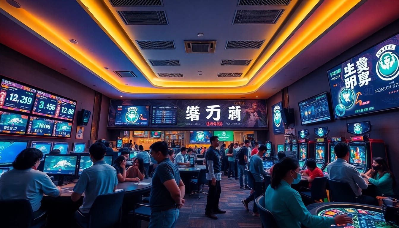 Engaging scene of a safe gaming environment at 슈어맨, showcasing diverse players enjoying secure betting experiences.