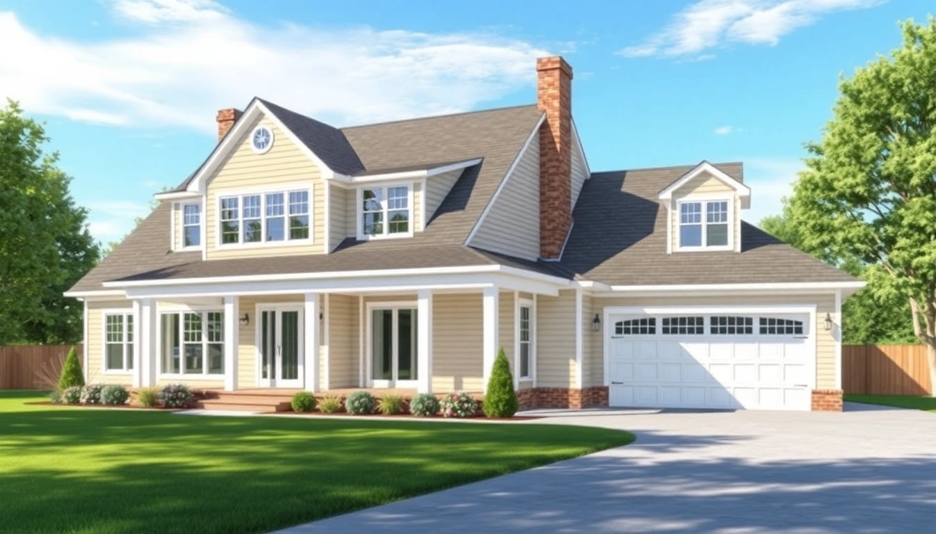 Enhance your Cape Cod home addition with a spacious garage and modern architectural design.