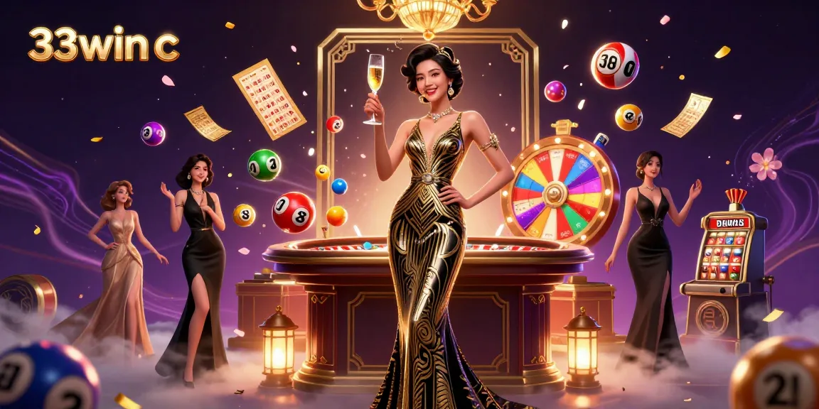 Engage with 33win c's vibrant lottery action featuring colorful balls and golden prizes.