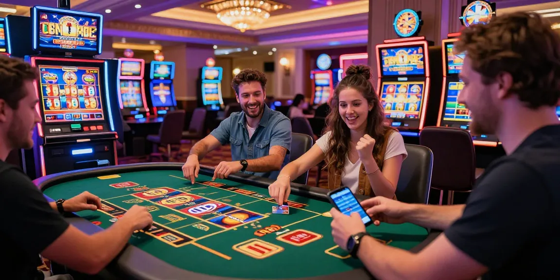 Group of players enjoying games at credit card casinos, highlighting lively gameplay and exciting interactions.