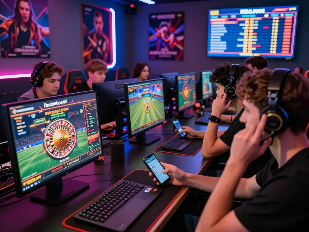 Engaged players enjoying various games on hubet.com, showcasing vibrant online gambling atmosphere.