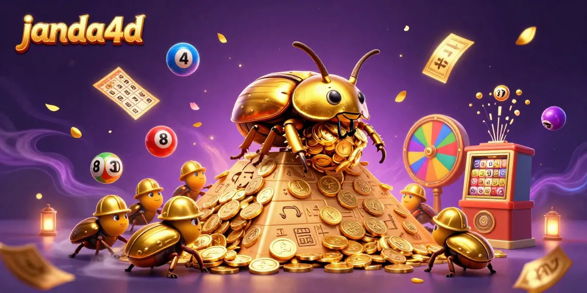 Janda4d mempersembahkan ilustrasi kasino animasi 3D dengan kumbang emas dan hadiah menarik.
