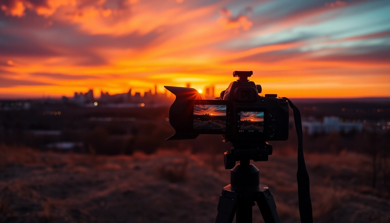 Showcase of a photography company edmonton capturing a sunset landscape over the city.