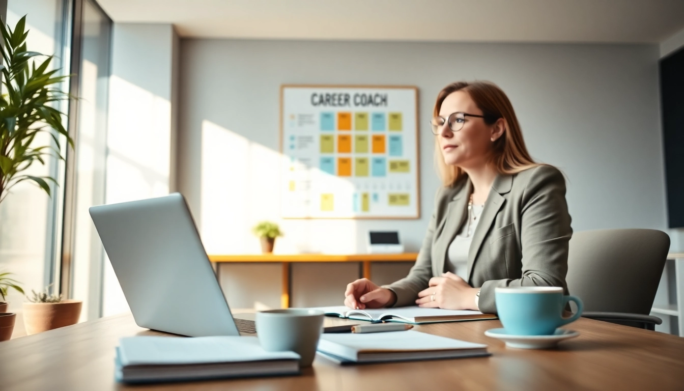 Engaging career coaching session with a professional coach and client in a modern office setting.