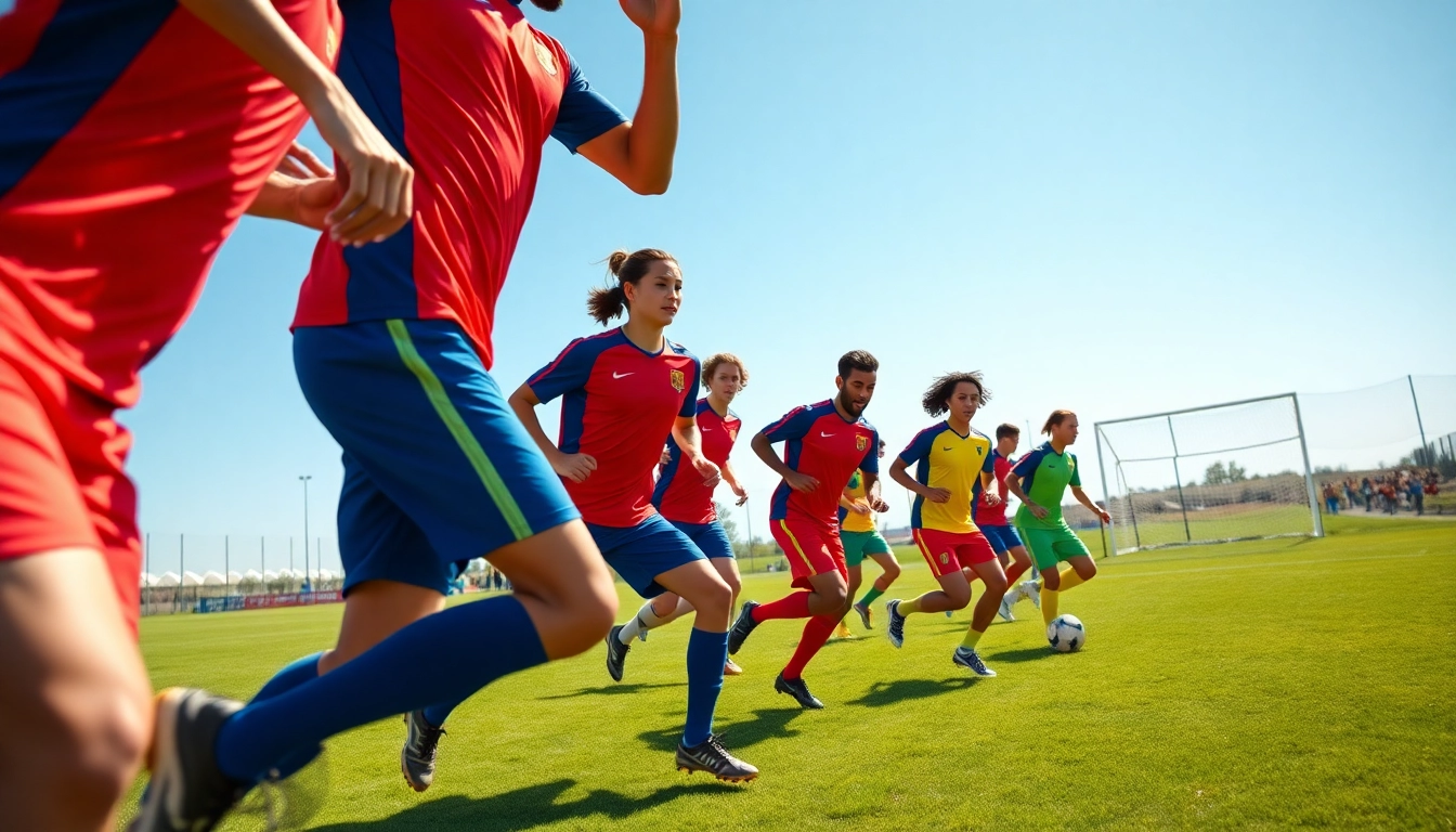 Showcasing a vibrant Team kit worn by soccer players in dynamic action.