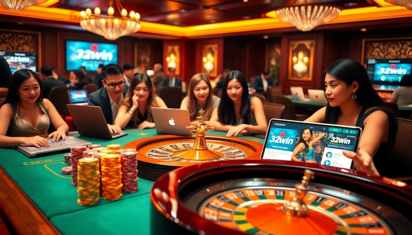 Experience excitement at the casino with 32win đăng nhập, showcasing vibrant gaming action.