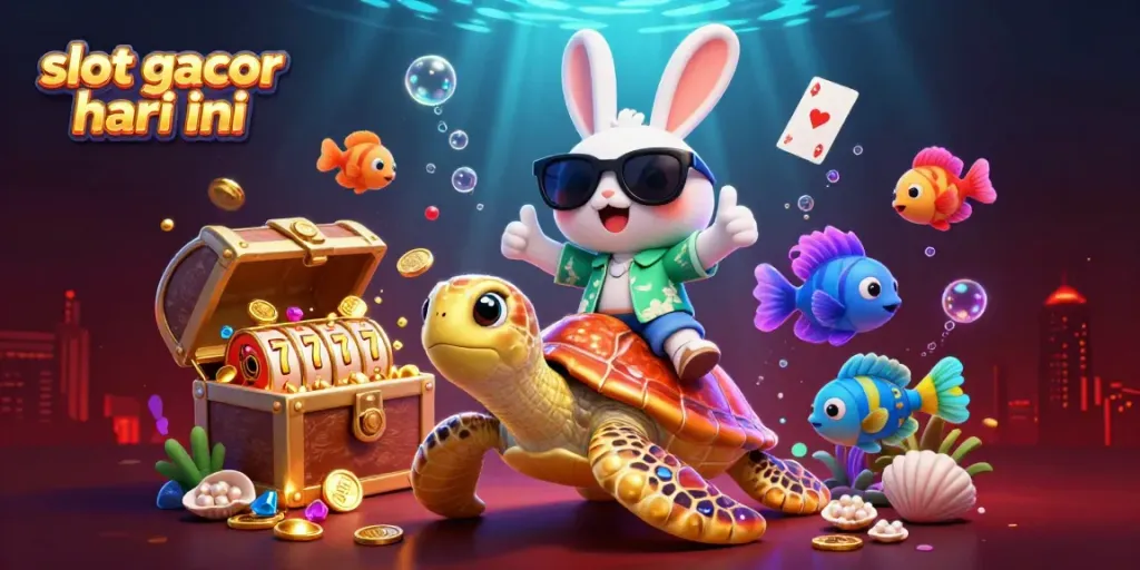 Slot gacor hari ini - Kelinci beruntung 3D dan penyu emas menghias slot jackpot yang meriah.