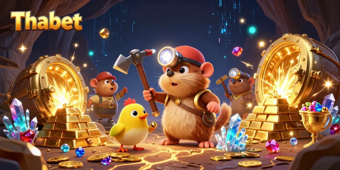 Thabet enhances gaming experiences with a vibrant treasure hunt scene featuring sparkling gems and gold.
