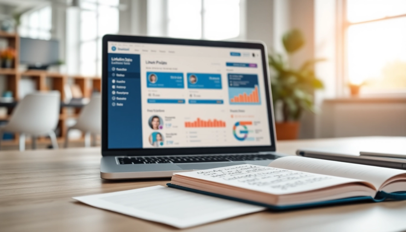 Utilize the linkedin data extraction tool displayed on a modern office laptop for efficient data gathering.