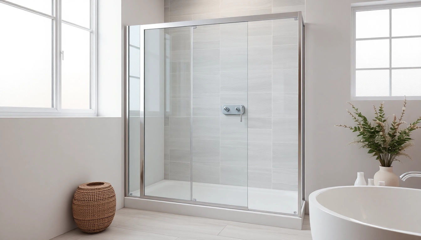 Admire la paroi de douche 150x200 en verre clair dans une salle de bain moderne.
