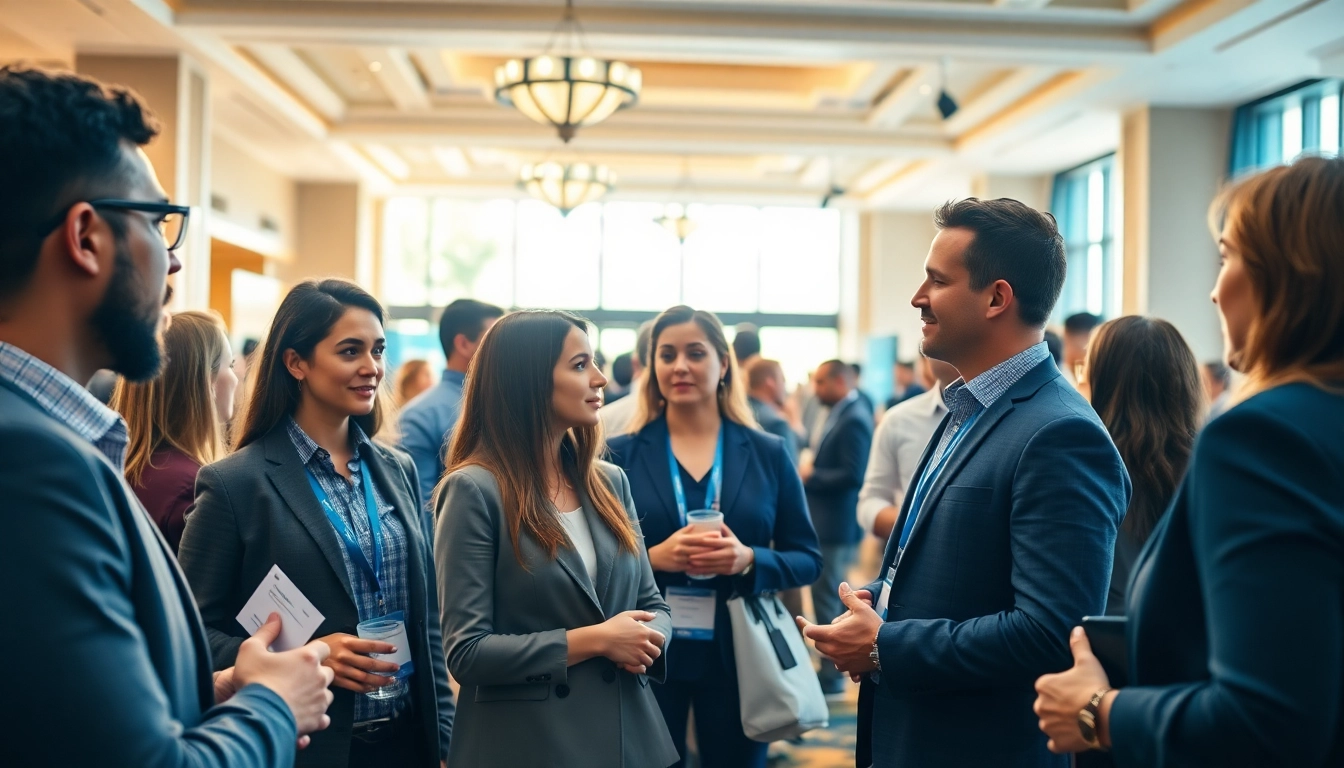 Participants engaging in construction networking events amidst a vibrant setting.