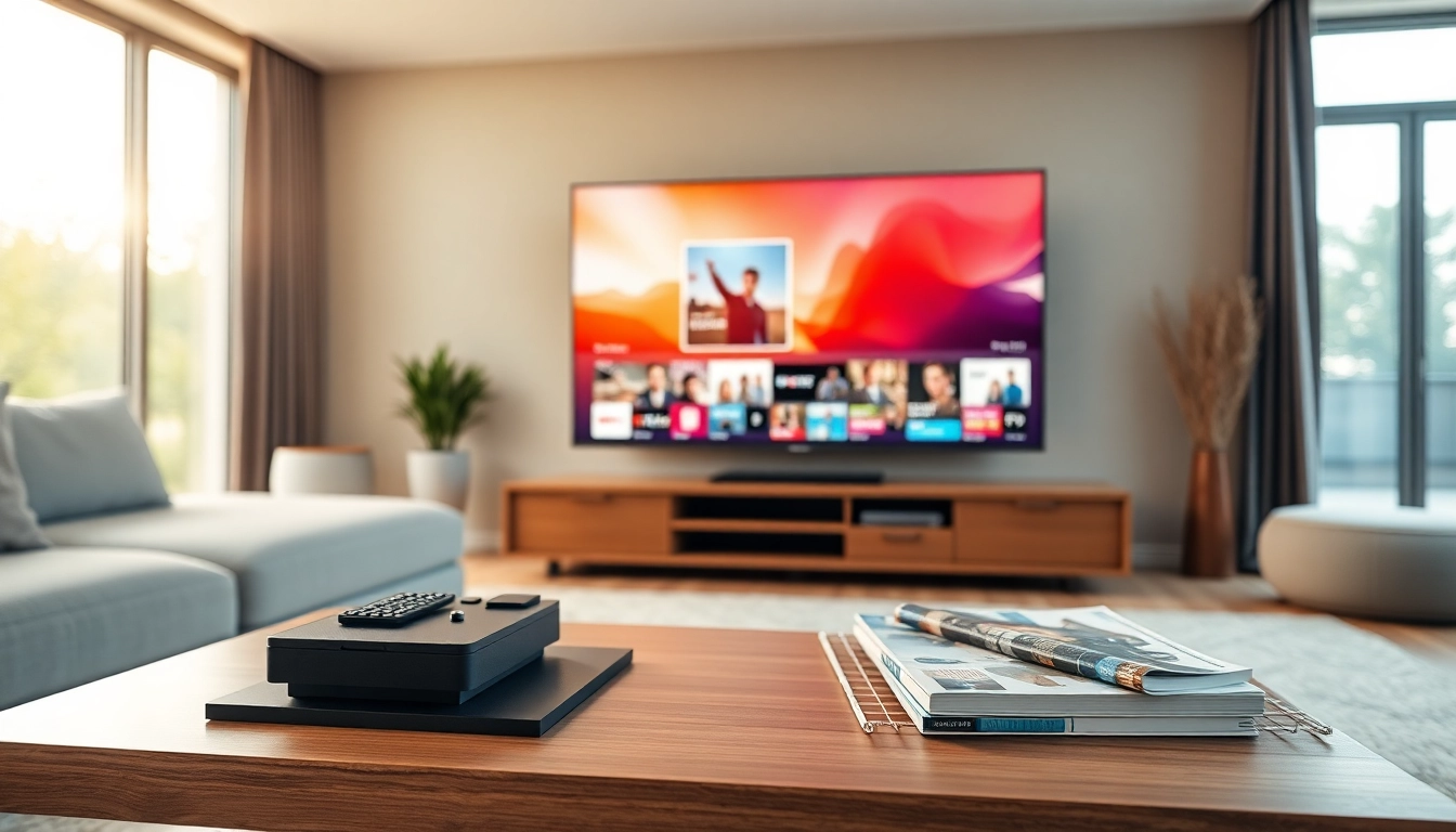 Experience the best quality viewing with IPTV Suisse in a modern living room setup.