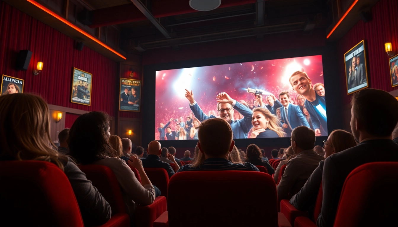 Experience the joy of ดูหนัง in a vibrant theater setting with enthusiastic viewers.