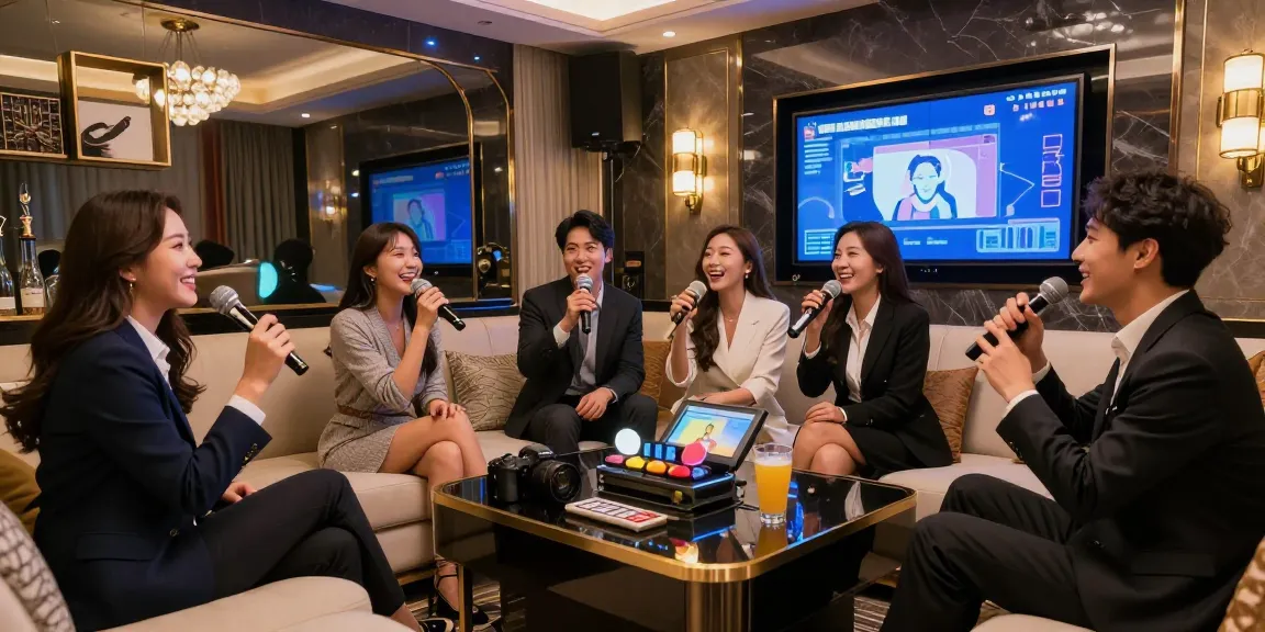 강남쩜오에서 즐거운 시간을 보내는 고객들의 모습과 고급스러운 룸의 세련된 분위기