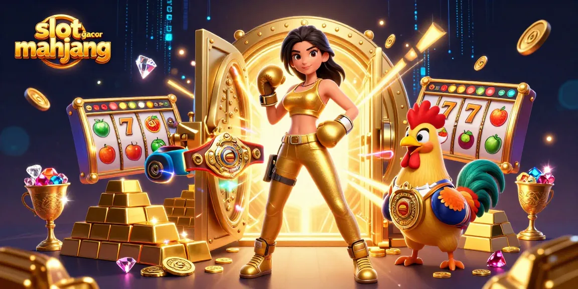 Experience the thrill of slot gacor mahjong with a dynamic 3D illustration featuring vibrant casino symbols and characters.