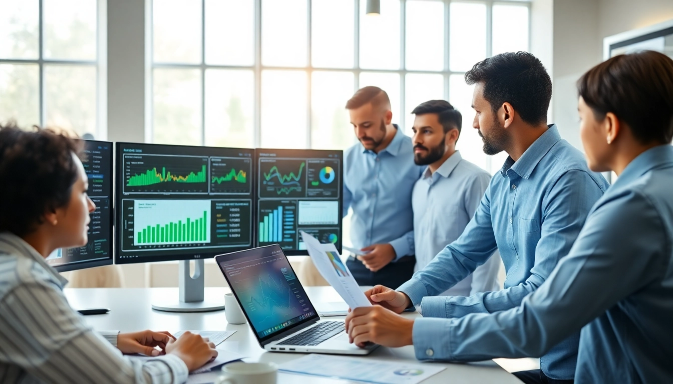 Analyze competitors using AI for competitor analysis with a diverse team in a modern office setting.