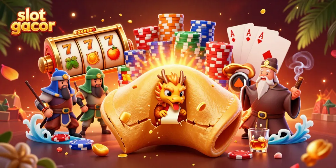 Experience exhilarating slot gacor action with golden fortune cookie characters and vibrant game elements.